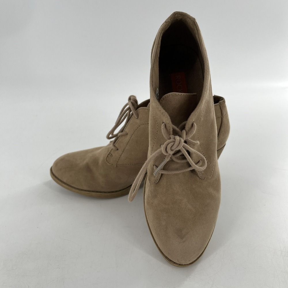 Rocket Dog Womens Faux Leather Nubuck Ankle Boot Shootie Beige Tan Block Heel 8